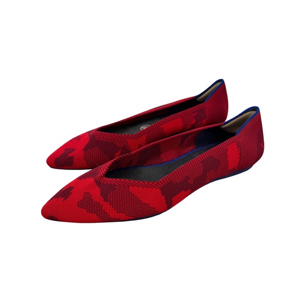 Rothys Shoes - Rothys The Point Red Camo Knit Pointed Toe Flats Womens Size 9 Modern Lagenlook